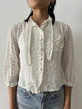 Antique Tie Collar Rayon Blouse