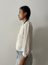 Antique Tie Collar Rayon Blouse