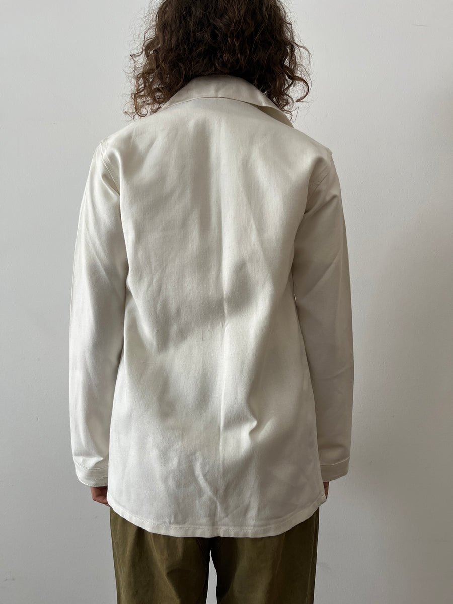 50s/60s French White 3-Pocket Cotton Work Jacket – mothfood shop