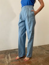 40s Chambray Hollywood Waist Pleated Trouser