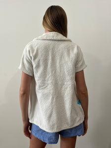 60s White Button Terry Beach Jacket