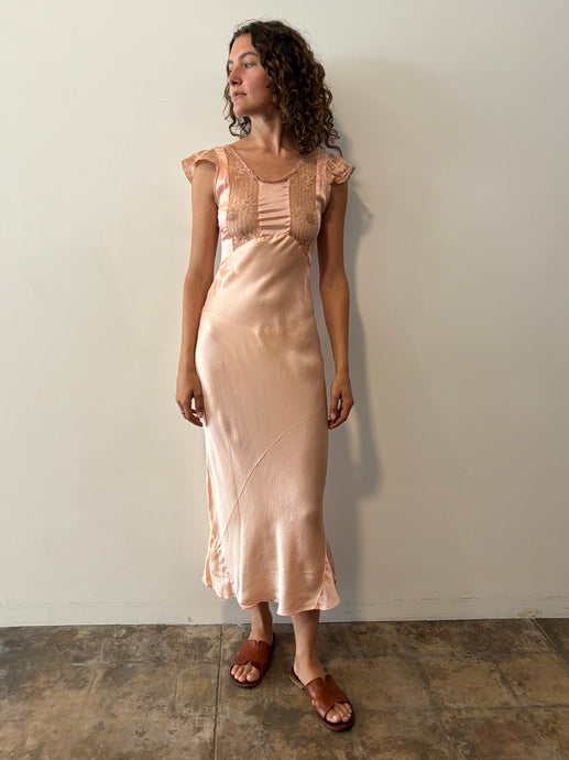 30s Pink Silk Dress