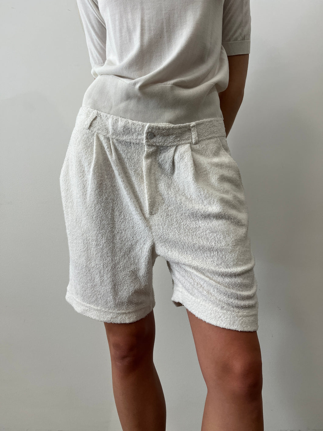 Mens White Terry Shorts