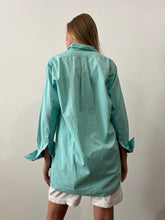 60s Bright Teal European Cotton Pullover Shirt