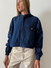 Cropped Hooded Denim Work Jacket