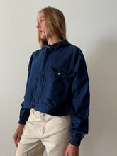 Cropped Hooded Denim Work Jacket