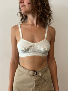 40s White Cotton Bra