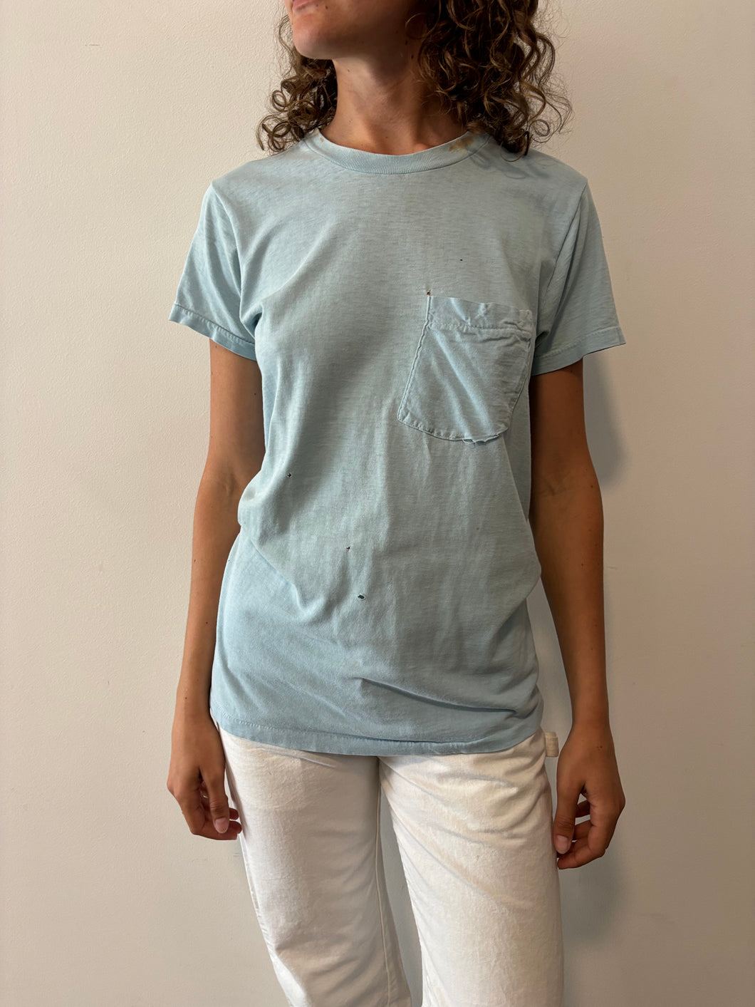 70s Light Blue Pocket tee