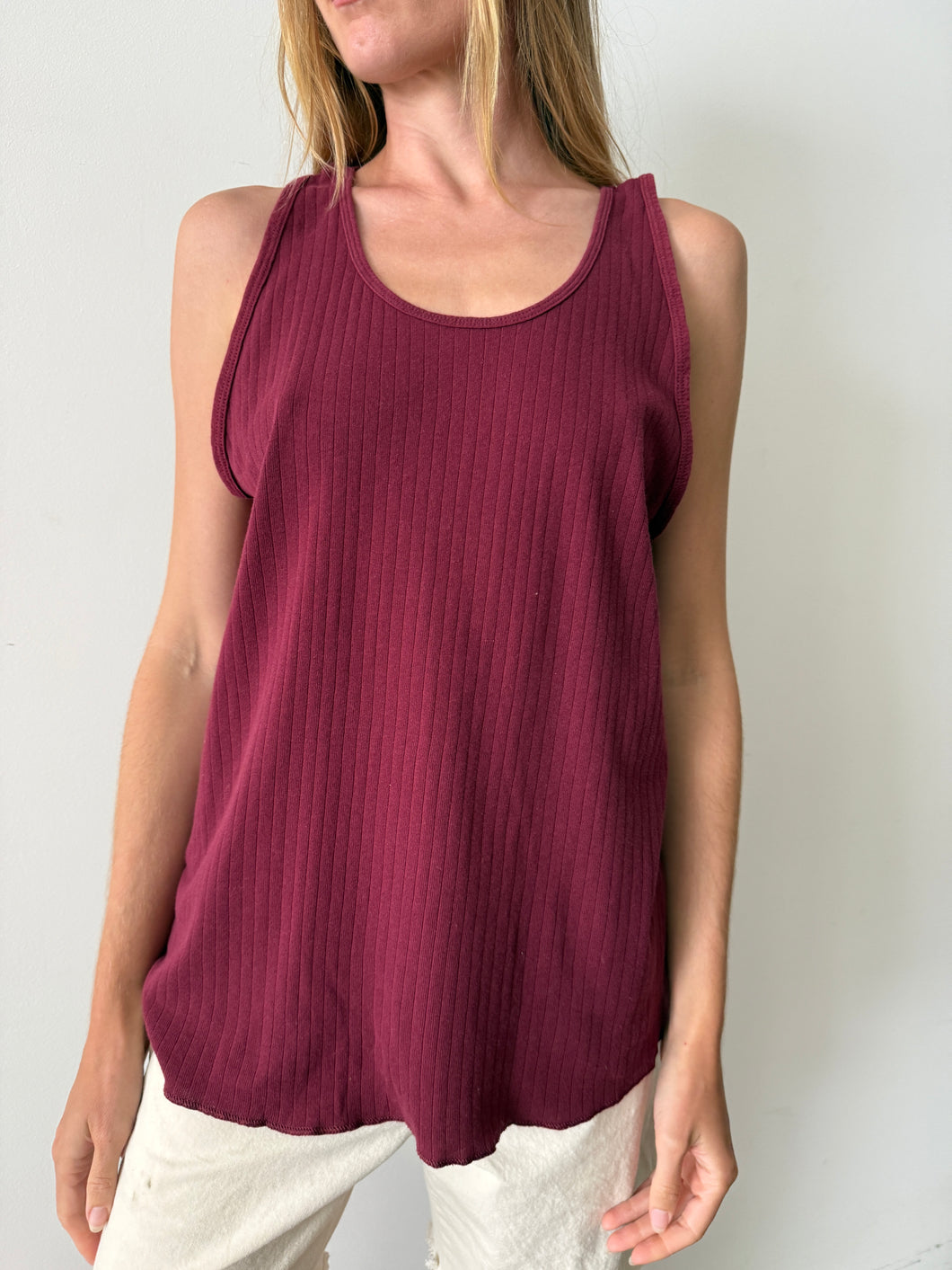 Ribbed Burgundy Tank