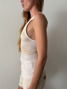 Worn White Ribbed Tank