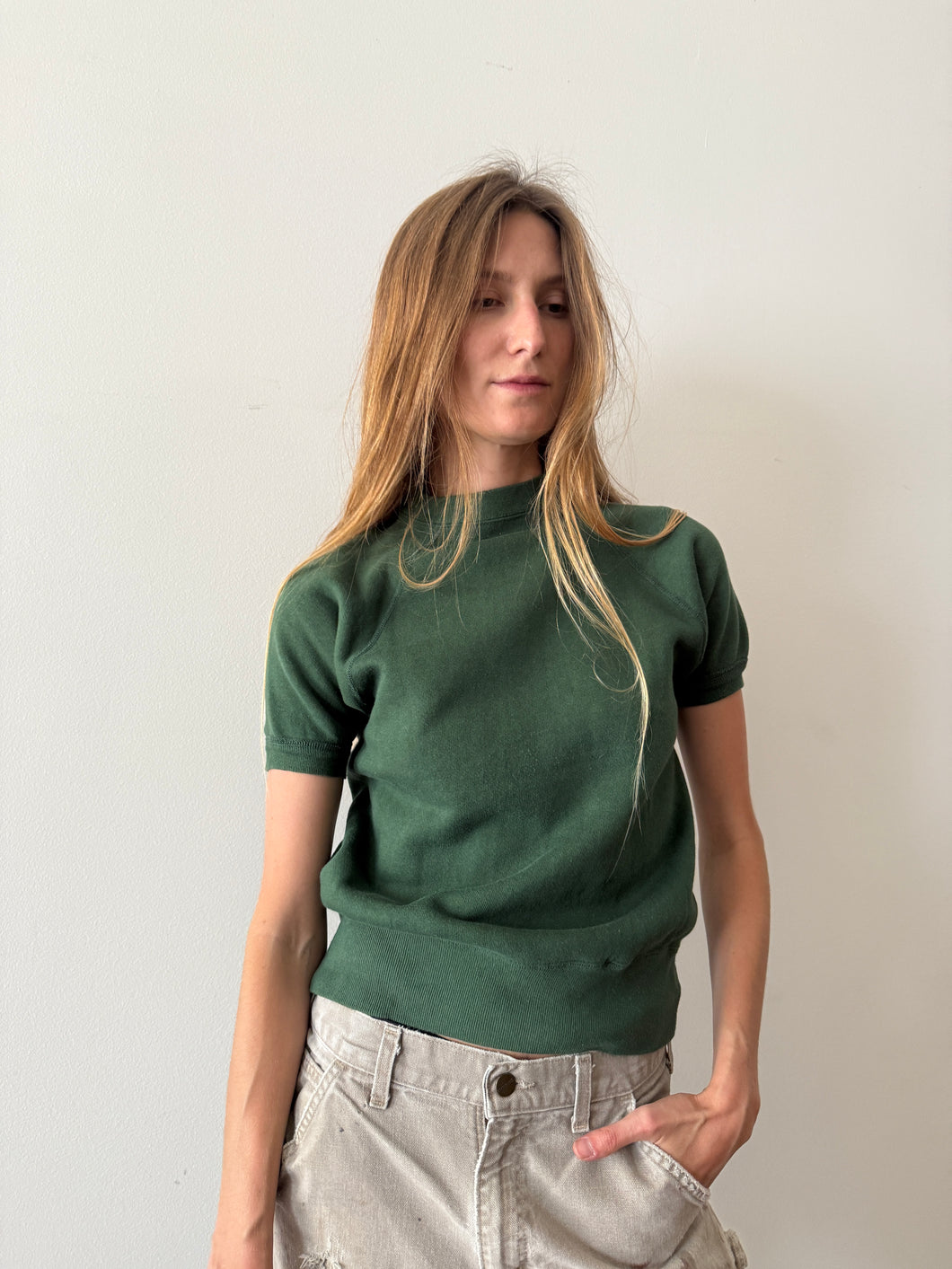 60s/70s Green Short-Sleeve Sweatshirt