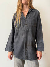 1910s Black "The Special Shirt" Chin-Strap Flannel Work Pullover