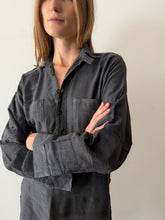 1910s Black "The Special Shirt" Chin-Strap Flannel Work Pullover