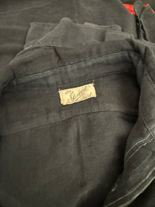1910s Black "The Special Shirt" Chin-Strap Flannel Work Pullover