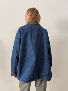 Boxy Blanket-Lined Denim Work Coat