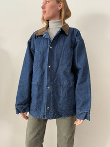 Boxy Blanket-Lined Denim Work Coat