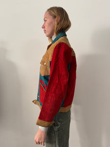 60s/70s Color-Block Suede Trucker Jacket