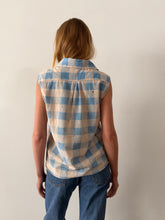 50s Cotton Plaid Cut-Off Work Shirt