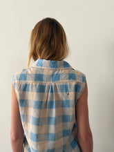 50s Cotton Plaid Cut-Off Work Shirt