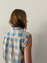 50s Cotton Plaid Cut-Off Work Shirt