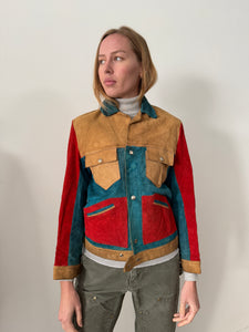 60s/70s Color-Block Suede Trucker Jacket