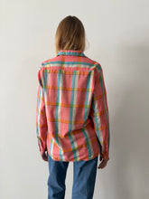 50s Pink Plaid Cotton Flannel Shirt