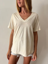 Thrashed Cream V Neck Tee