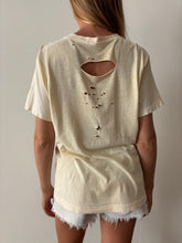 Thrashed Cream V Neck Tee