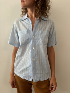 50s Powder Blue Woven Mesh Shirt