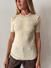 70s Cream Contrast Stitching Tee