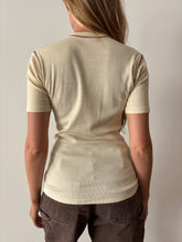 70s Cream Contrast Stitching Tee