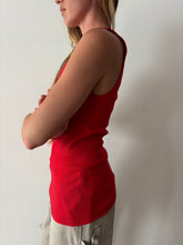 Red Ribbed Tank
