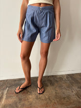 Antique Blue Striped French Cotton Shorts