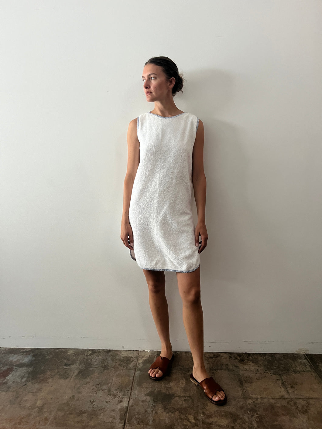 White Terry Smock Dress