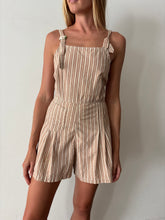 40s Striped Light Brown Romper