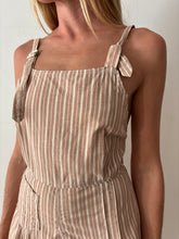 40s Striped Light Brown Romper