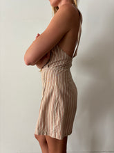 40s Striped Light Brown Romper