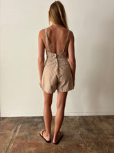40s Striped Light Brown Romper