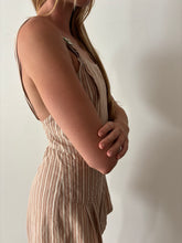 40s Striped Light Brown Romper