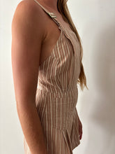 40s Striped Light Brown Romper