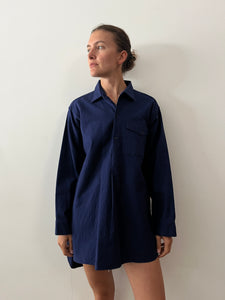 50s French Cotton Blue Pullover Work Shirt