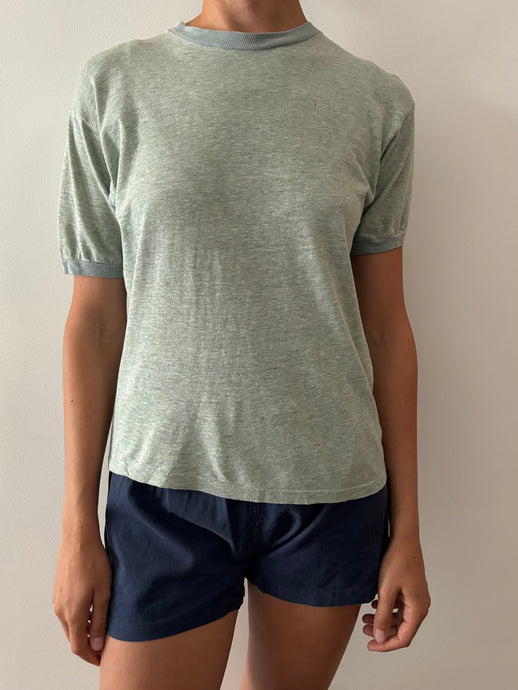 60s/70s Light Heather Green tee