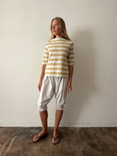Tan and White Striped 60s Boatneck Tee