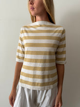 Tan and White Striped 60s Boatneck Tee