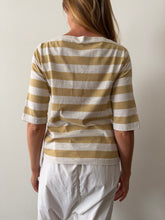 Tan and White Striped 60s Boatneck Tee