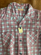 40s Printed Plaid Cotton Shirt