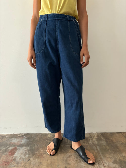 50s Side-Zip Denim Farm Pants