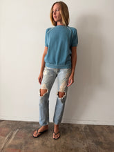 Faded Blue Short Sleeve Sweatshirt