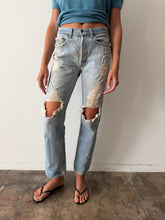 Thrashed Light Wash Levis 501s 30w