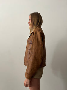 60s/70s Beat-Up Soft Leather Trucker Jacket